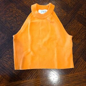 Zara Orange Sleeveless Knit Top Sz 9-10